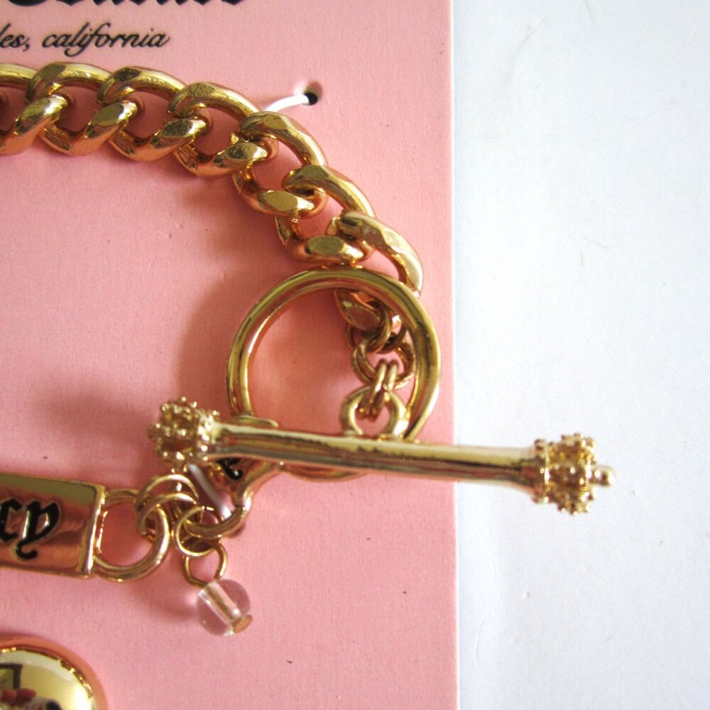 Juicy Couture Gold Heart Silver Crown Chain Bracelet, NEW - Picture 3 of 3